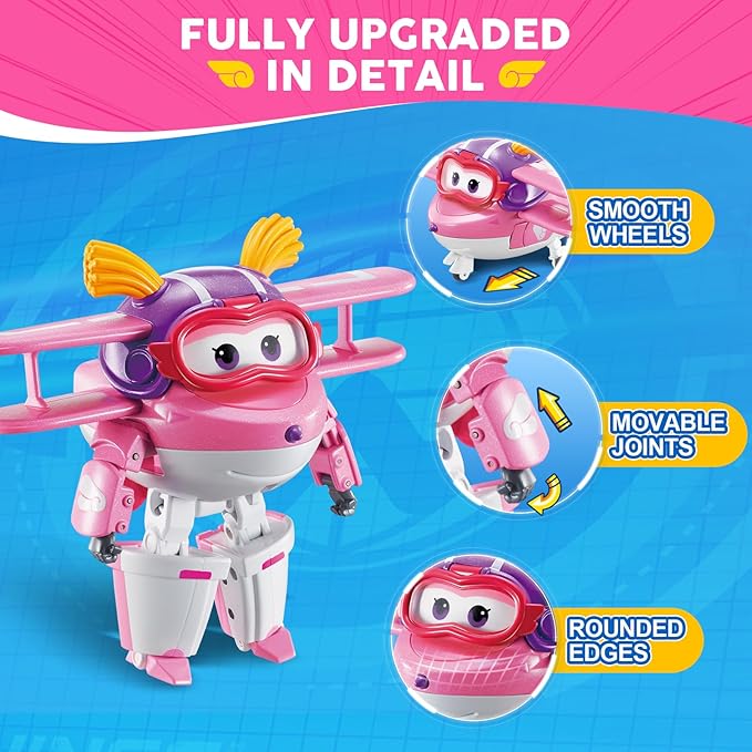 Super Wings transformable Toys, 5 in Ellie Transforming Airplane Toys, 2-in-1 Mode Action Figures, Plane to Robot, Preschool Gift transformable Figures for Boys Girls Kids Age 3 4 5 6 7 8+