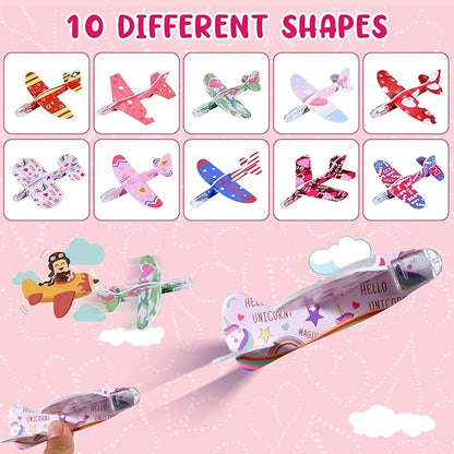 Valentines Day Gifts for Kids, 224 Pcs Valentines Day Party Favors for Kids School Classroom Exchange, 28 Pack Valentines Day Goodie Bags Stuffers with Cards Slap Bracelet Foam Airplane Pencil Eraser
