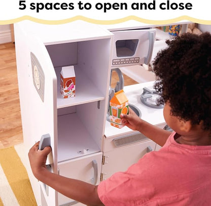 KidKraft Vintage Wooden Play Kitchen with Pretend Ice Maker and Play Phone, White