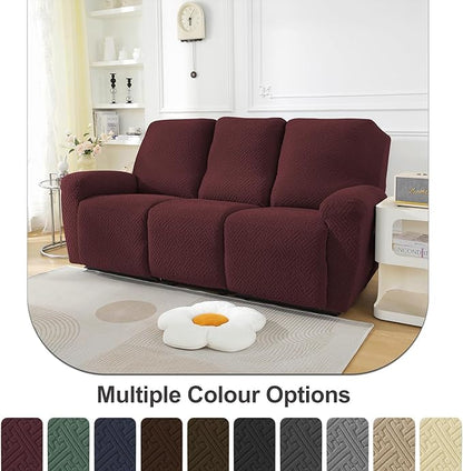 NORTHERN BROTHERS Stretchy Recliner Sofa Covers 3 Seater, Couch Cover Recliner Sofa 3 Cushions, Sofa Recliner Covers, Wine Red