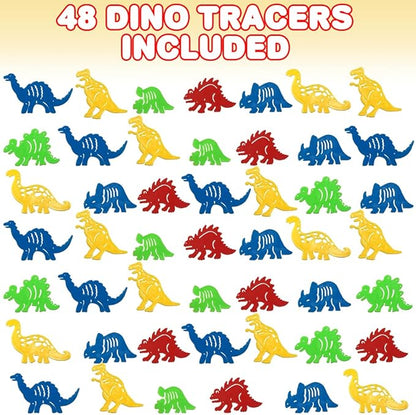 ArtCreativity Dinosaur Stencils Set for Kids, Bulk Set of 48, Colorful Drawing Template Kit, Fun Arts and Crafts Supplies, Gift Idea for Boys and Girls, Learning Tool for Children