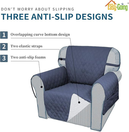 Easy-Going Sofa Slipcover Chair Cover Waterproof Couch Cover Washable Sofa Cover Non-Slip Fabric Furniture Protector with Pocket for Pets Covers Pets Kids Children Dog Cat (Chair, Navy)