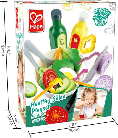 Hape Healthy Wooden Salad Playset| 39PCs Pretend Salad Play with Utensils and Ingredients for Toddlers Ages 3 Years and Up