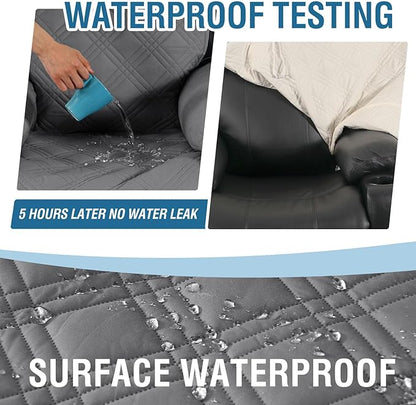 H.VERSAILTEX 100% Waterproof Recliner Chair Cover Nonslip Recliner Cover Stay in Place Electric Power Lift Recliner Slipcovers Fitted Standard Large Power Lift Recliner with Side Pocket,Grey/Beige