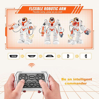 VEVOR RC Robot Toys for Kids, Battle Mode Programmable Remote Control Smart Robot with Bullets, Interactive Walking Dancing Robot for Age 3+ Year Old Boys Girls Birthday Gift Present