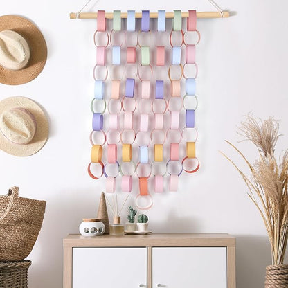 CHRORINE 600Pcs Colorful Paper Chains Strips for Birthday Party Decorations DIY Crafts Supplies (Fresh Color, 1 x 7.08 inches)