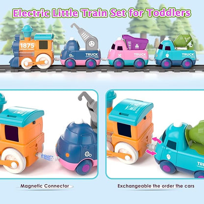 Electric Train Set for Toddler 2-4, Toddler Toys for 2+ Year Old Boy Gifts, Train Toy with Music, Light, Tracks,Toys for 2+ 3 4 5 Year Old Boy Birthday Gifts