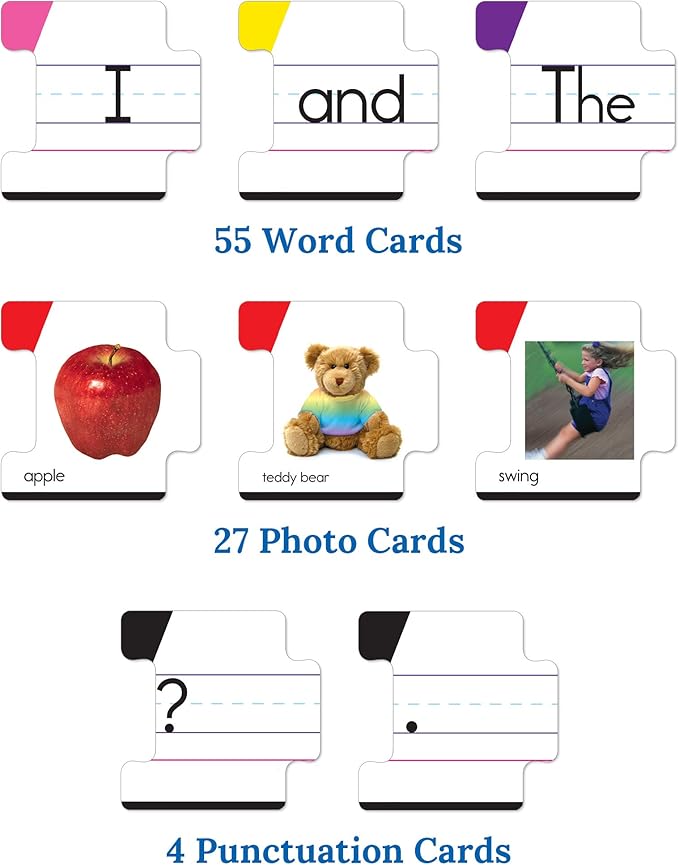 Key Education 86-Piece Sentence Building for Kids, Toys for Speech Therapy, Sight Word Games for Kindergarten, 1st and 2nd Grade Classroom Must Haves, Speech Therapy Activities, Ages 5+