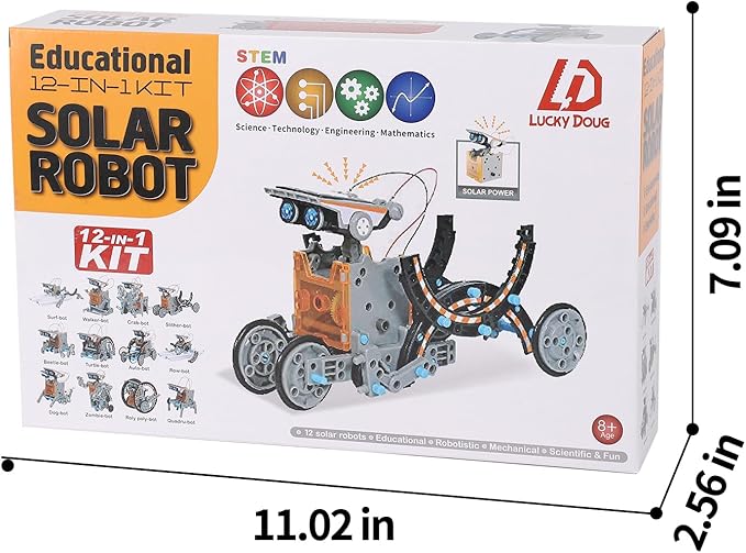 Lucky Doug Toys for Ages 8-13, 12-in-1 STEM Solar Robot Kit Toys Gifts for Kids 8 9 10 11 12 13 Years Old, Educational Building Science Experiment Set Birthday for Kids Boys Girls