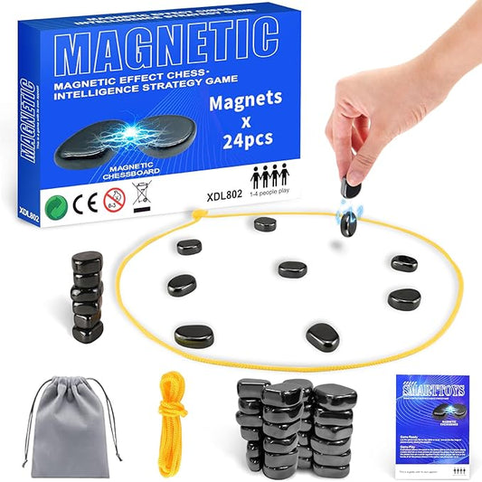 Magnetic Chess Game with Stones, Magnet Game, Puzzle Strategy Family Games, Party Travel Desktop Educational Games for Kids and Adults, Gifts for All Age, Valentine's Day, Easter Gifts