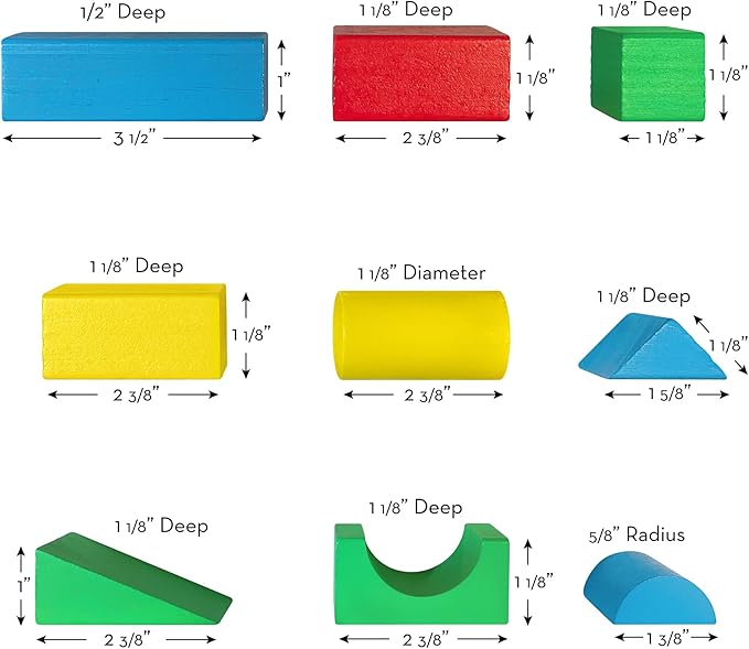 Melissa & Doug Wooden Building Blocks Set - 100 Blocks in 4 Colors and 9 Shapes - FSC Certified