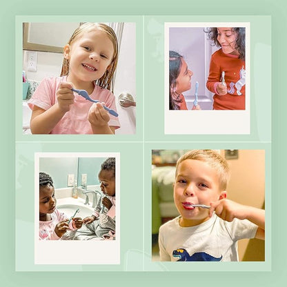 ROARex Vegan Kids Toothbrush | Dino Design | Biodegradable & Compostable Natural Plant-Based Toothbrush | Dinosaur Theme | 1% for The Planet