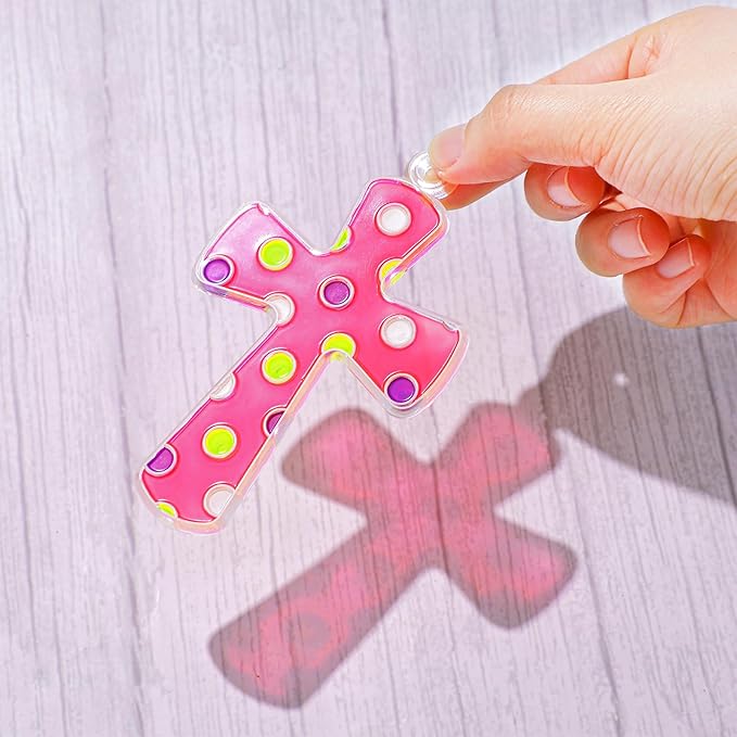 Poen 28 Sets Religious Cross Suncatchers Kits for Kids Ornaments Crafts Flip Flop Window Paint Art DIY Decor for Sunday School VBS Classroom Activities Holiday Party