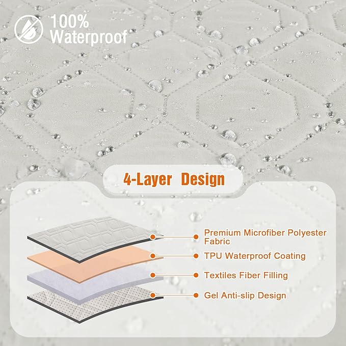 VANSOFY Loveseat Recliner Cover with Console 100% Waterproof Sofa Slipcovers Non-Slip Reclining Couch Cover Split Sofa Covers Furniture Protector for Pets, Dogs(Beige)