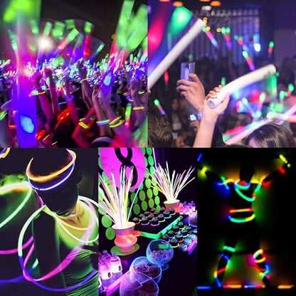 Glow Sticks Bulk Wholesale Necklaces, 600 22” Red-Green-Blue Glow Stick Necklaces, Bright Colors, Glow 8-12 Hrs, Connector Pre-Attached, Sturdy Packaging, GlowWithUs Brand