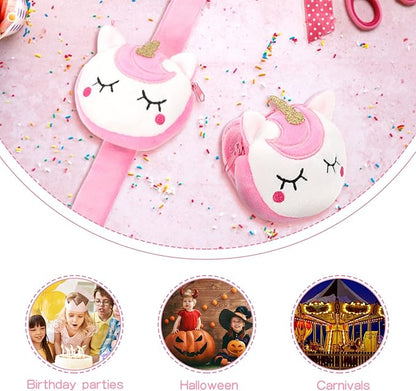 2Pcs Plush Slap Bracelet Coin Purse for Kids - Plush Unicorn Slap Bracelets Cute Animal Design Slap Bracelet Toy