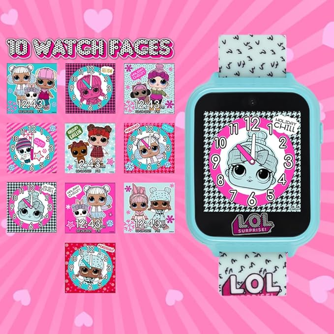 Accutime Kids LOL Surprise Light Blue Educational Touchscreen Smart Watch Toy for Girls, Boys, Toddlers - Selfie Cam, Learning Games, Alarm, Calculator, Pedometer & More (Model: LOL4299AZ)