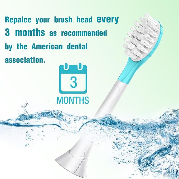 Kids Replacement Toothbrush Head for 7+ Child Soft Brush Blue 8 Pack & 8 Hygienic Cover Premium Quality Compatible with Phillps Kids Electric Toothbrush HX6321, HX6340, HX6032, HX6042 (Total 8 Pack)