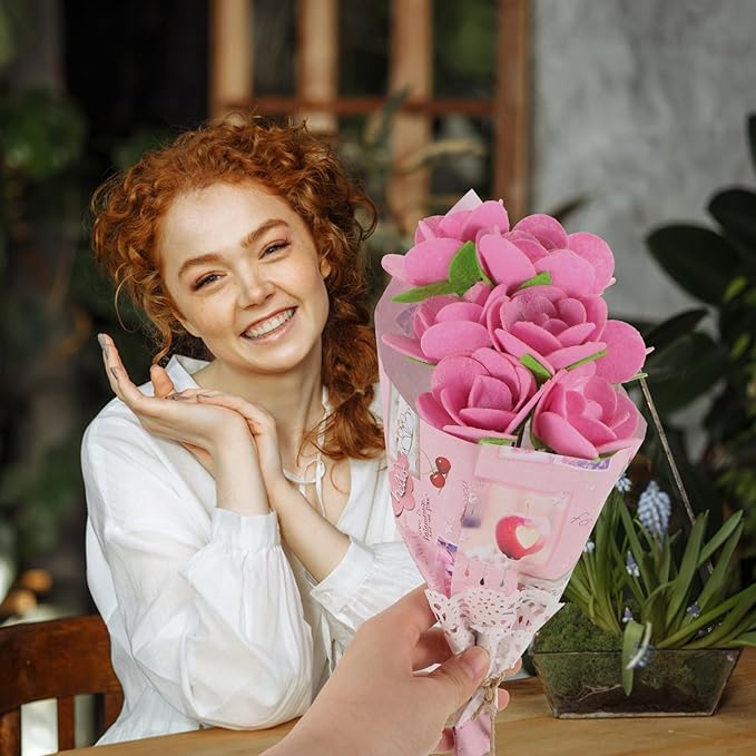 Beavorty 2 Sets Bouquet Material Package DIY Fabric Bouquet Arts and Crafts for Kids Flower Crafts for Kids Make Your Own Flowers Fabric Flower Bouquet Kid Toy Non-woven Child Props Unique