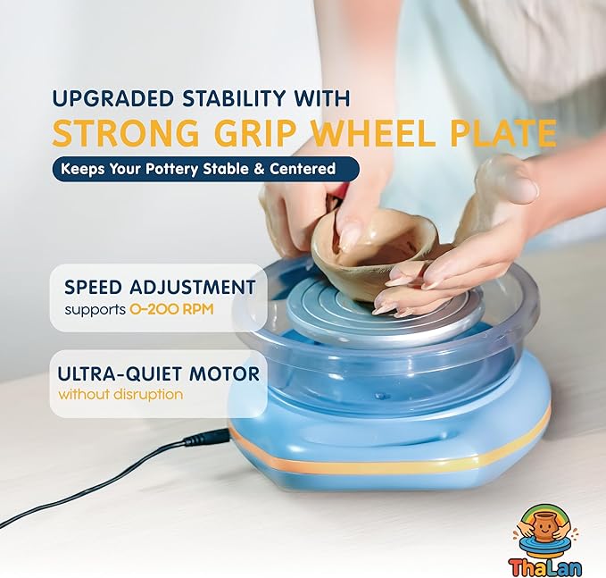 Pottery Wheel for Kids | Clay Machine for Beginners | 4.7 Inch Electric Mini Wheel Kit for Arts | Includes 8 Piece Tool Set and Paint | Educational Pottery Kit for Adults