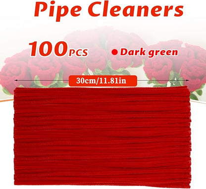 100 Pcs Pipe Cleaners, Chenille Stems Pipe Cleaners Craft, Fuzzy Red Pipe Cleaners Bulk for Festivals Flower Making Arts and Crafts DIY Home Decorations Supplies