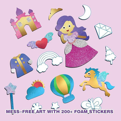 SOOVSY 200 Sheets Princesses & Unicorns Foil Art Fun Kit for Kids, Foil Art for Kids Art Craft DIY Creative Activity Birthday Christmas Gift Travel Toys for 4 5 6 7 8 9 Years Old Kids Girls Boys