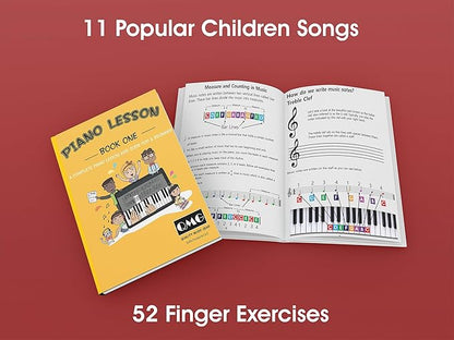 QMG Color Piano and Keyboard Stickers and Complete Color Note Piano Music Lesson and Guide Book for Kids and Beginners; Designed and Printed in USA