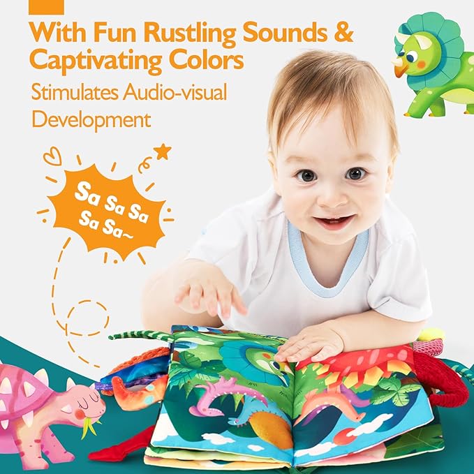 hahaland Baby Books 0-6 Months,Infant Tummy Time Toy Sensory Toys 6 to 12 Months Touch Feel Book Gifts for Boy Girl 0-3 Month Learning Toy Baby Birthday Easter Basket Stuffers (Single)