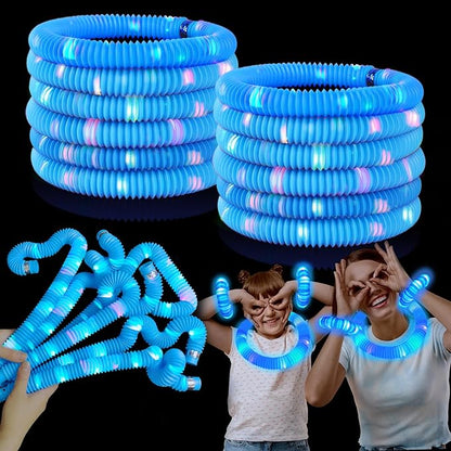 12 PCS Blue Glow Sticks for Kids,Light Up Pop Tubes Valentines Day Party Favors for Toddlers,Goodie Bag Stuffer Fillers,Birthday Mardi Gras Party Gifts Non Candy Treats Prizes Toy for Boy Girl