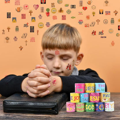 Kolewo4ever 244 Pieces Bible Verses Gifts Set:144 Pieces Bible Verses Slap Bracelets Religious Christian Wristbands 100 Pieces Bible Verses Stickers for Church Gatherings and Additional Activities