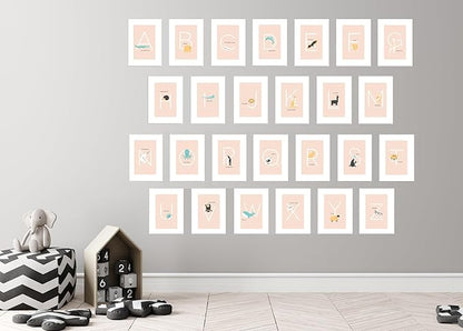 English Alphabet Flash Cards, Set of 26 (5" x 7") Cards with Animal Prints to Inspire ABC Learning for Toddlers. A Classroom Must Haves. Best for Preschool Learning Activities or Alphabet Wall Chart