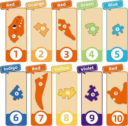 Dinosaur Puzzles for 1+ Year Old, Wooden Puzzles for Toddlers 1-3, Dinosaur Toys for Kids 2-4 Boys/Girls, Large Floor Chunky Dino Puzzles Ages 3-5, Learning Number Color 4-6, Allosaurus