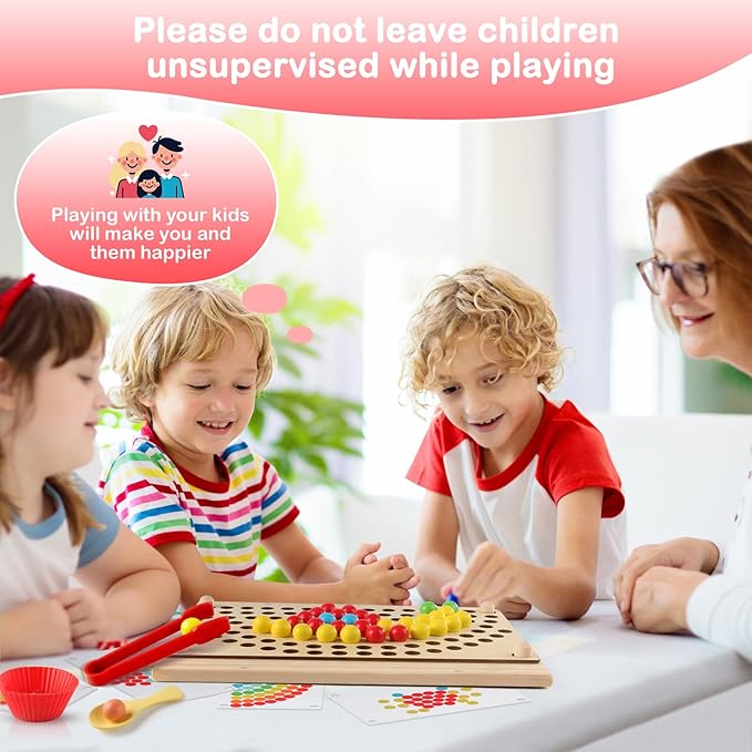 INIFEIDALA Montessori Toddler Learning Sorting Toys for 3-6 Year Olds - Rainbow Stacking, Number & Bead Matching Games with Wooden Peg Board, Develop Fine Motor Skills, Color & Math Skills
