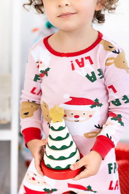 Pearhead Wooden Christmas Tree Stacking Toy, Holiday Nursery Décor & Stacking Rings for Baby, Perfect for Festive Playtime, Seasonal Celebrations, and Christmas-Themed Developmental Fun