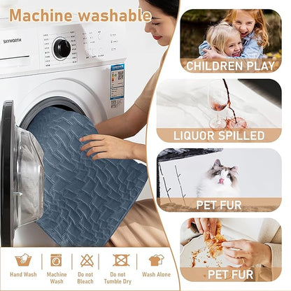 100% Waterproof Recliner Chair Covers for Reclining Chair, Small Recliner Covers That Stay in Place, Non-Slip Recliner Armchair Cover with Pockets for Kids, Pets, Dogs, Cat, Washable,Gray blue