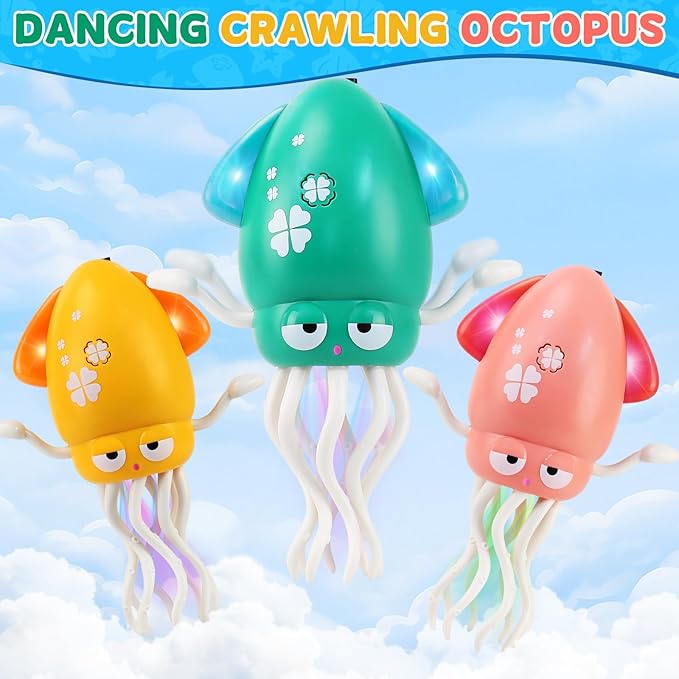 LZZAPJ Electric Dancing Octopus Light Music Suitable for 12-18 Months Old Baby Toys, Kid Crawling Squid Toys Suitable for Toddler Tummy Time, Birthday for 1 2 3 4 5 6 Year Old Boy (Green)