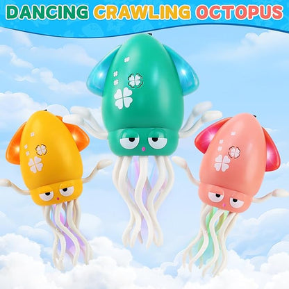LZZAPJ Electric Dancing Octopus Light Music Suitable for 12-18 Months Old Baby Toys, Kid Crawling Squid Toys Suitable for Toddler Tummy time, Birthday for 1 2 3 4 5 6 Year Old Girl (Pink)