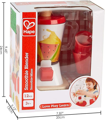 Hape Smoothie Blender | Multicolor Kitchen Smoothie Machine Play Set Complete with Cups & Straws