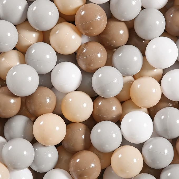 GOGOSO Balls for Ball Pit - Plastic Ball for Toddlers 1-3, Baby Kids Ball Pool Decoration 50 100 200 300 500 1000 (Grey+Coffee+ Beige+White, 1000 Balls)