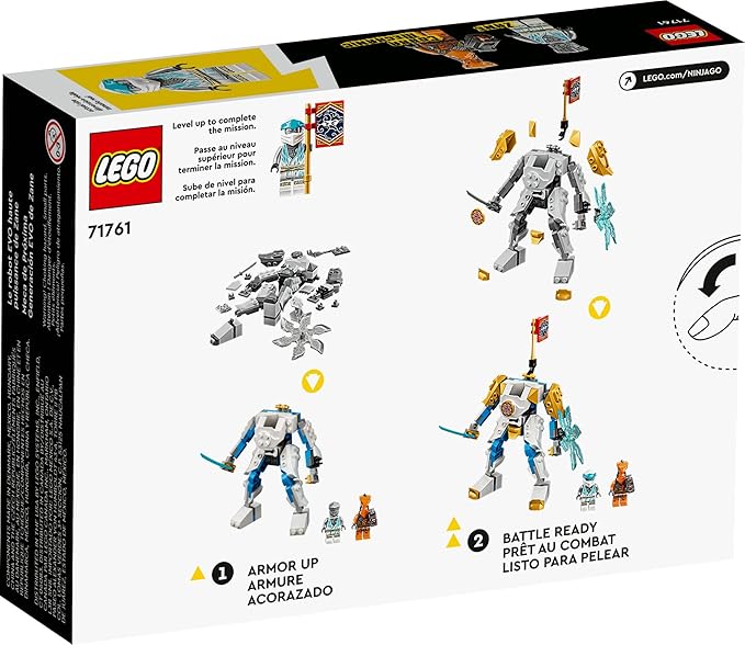 LEGO NINJAGO Zane’s Power Up Mech EVO Action Figure with Cobra Snake and Zane Minifigure, 71761 Collectible Mission Banner Series, Ninja Toys for Kids