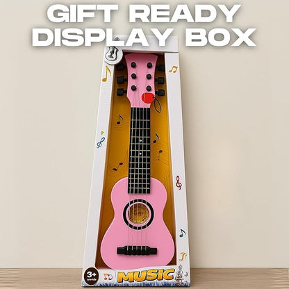 23" Acoustic Guitar, Kids 6 String Toy Guitar - Realistic Steel Strings - Beginner Practice First Musical Instrument for Children, Toddlers (Pink)