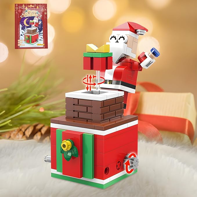 Christmas Building Blocks Sets Rotating Christmas Santa Building Sets for Kids 2024 Christmas Kits Small Xmas Building Brick Toys Gifts for Adults Teens Kids Girls Boys Ages 6+(139PCS Small Size)