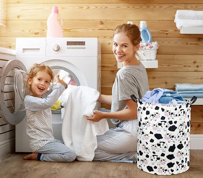 Cow print Laundry Basket Baby Laundry Basket Nursery Hamper Kids Baby Laundry hamper for Boys and Girls Cute Toy Storage Bin Cow Room Decor(Cow)