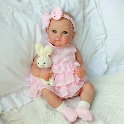 Reborn Baby Dolls - 20 Inch Realistic Baby Doll Real Life Baby Dolls Lifelike Newborn Baby Doll Girl with Soft Full Vinyl Body and Accessories can Swimming Baby Dolls for 3+ Years Old Kids Gifts