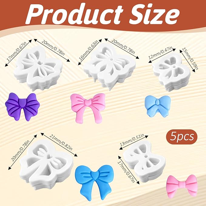 5 Pcs Clay Cutters Set, Bow Polymer Clay Cutter, Sweet Ribbon Polymer Clay Earring Tools Conquette Cute Clay Cutters for DIY Earrings Charms Crafts and Jewelry