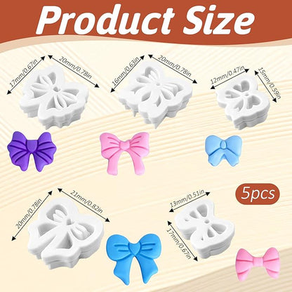 5 Pcs Clay Cutters Set, Bow Polymer Clay Cutter, Sweet Ribbon Polymer Clay Earring Tools Conquette Cute Clay Cutters for DIY Earrings Charms Crafts and Jewelry
