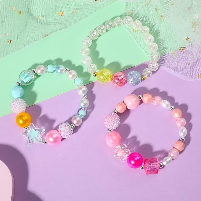 PinkSheep Toddler Jewelry Kids Jewelry Kids Necklace Choker and Bracelet 3 Pack 9pcs, Little Girls Jewelry In Box, Flower Girl Gift Kids Girls Accessories