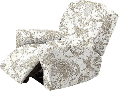 NILUOH Recliner Covers 4-Pieces Stretch Lazy Boy Recliner Chair Covers with Pocket Floral Pattern Reclining Slipcovers Soft Sofa Slipcover Furniture Protector for Pets Kids (Recliner, Pattern 34)