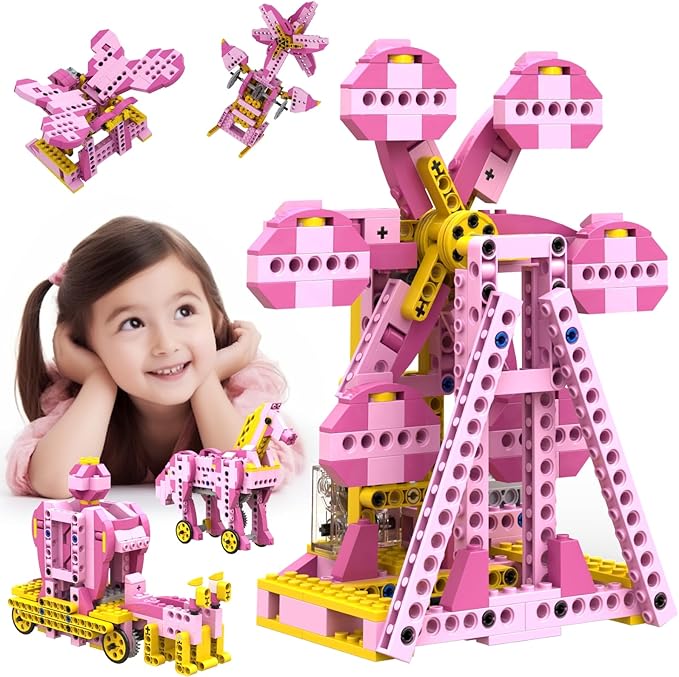 Apitor Robot G STEM Kits for 6-7 Year Old Girl, 8 in 1 Electric Building Toys for Kids 6-8 8-10, DIY Educational Construction Science Kit for Girls 6-12 Christmas Birthday Gift