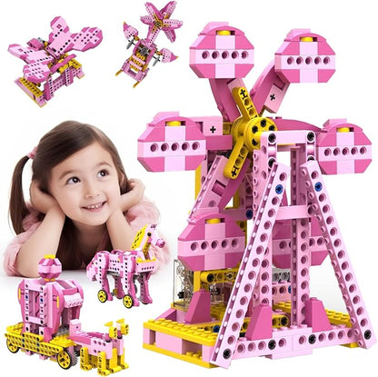 Apitor Robot G STEM Kits for 6-7 Year Old Girl, 8 in 1 Electric Building Toys for Kids 6-8 8-10, DIY Educational Construction Science Kit for Girls 6-12 Christmas Birthday Gift